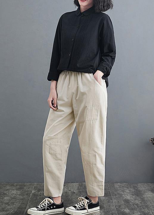 Italian Beige Shorts Oversize Spring patch work Design Trousers - Omychic