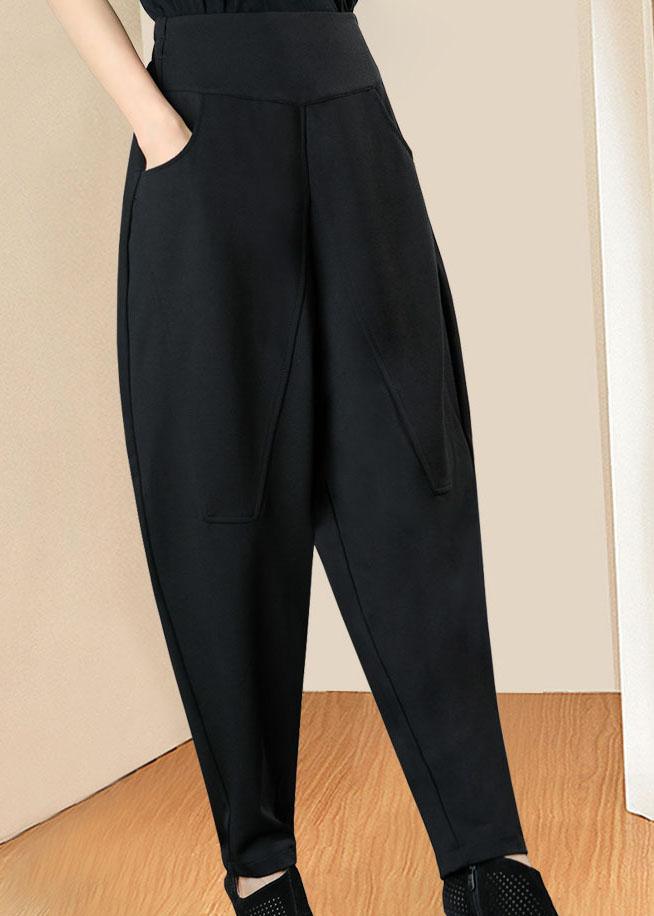 Italian Black High Waist Pockets Casual Winter Pants - Omychic