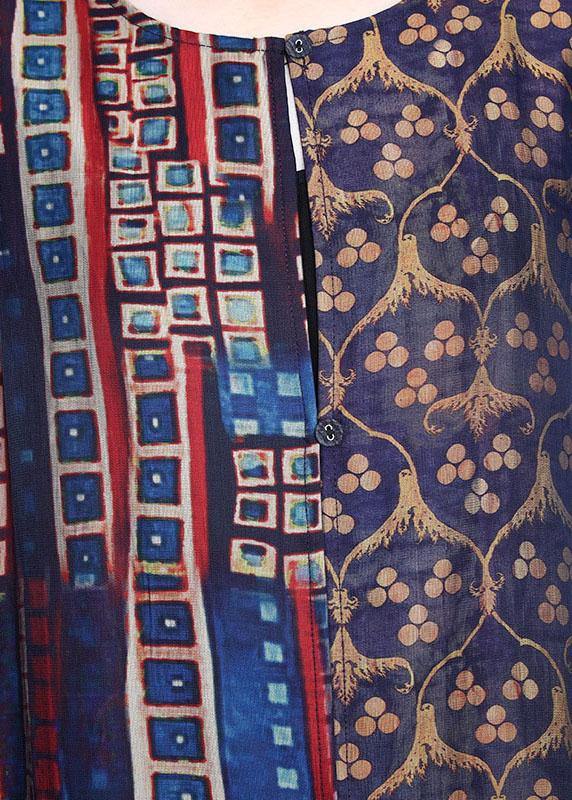 Italian Blue Print Button Silk long shirts Wide Leg Two Pieces Set - Omychic
