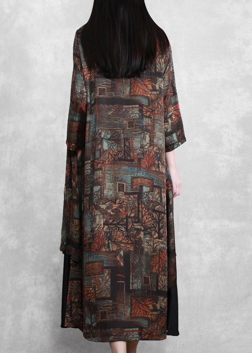 Italian Chocolate Print Dress O Neck Asymmetric Dresses ( Limited Stock) - Omychic