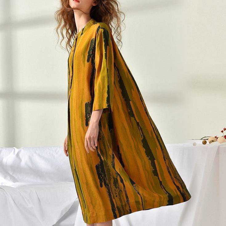 Italian Cotton dresses Fitted Plus Size Women Printing Loose Midi Dress - Omychic
