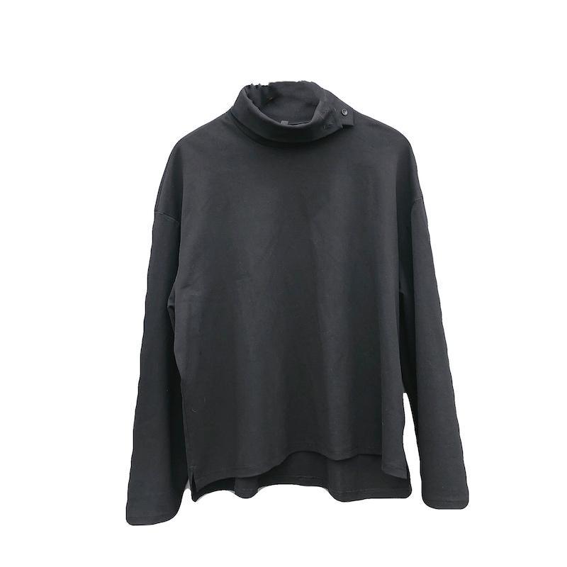 Italian High Neck Asymmetric Tops Women Blouses Fabrics Black Blouses - Omychic