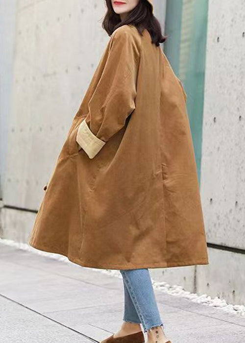 Italian Khaki Button Pockets Patchwork Corduroy Coats Fall