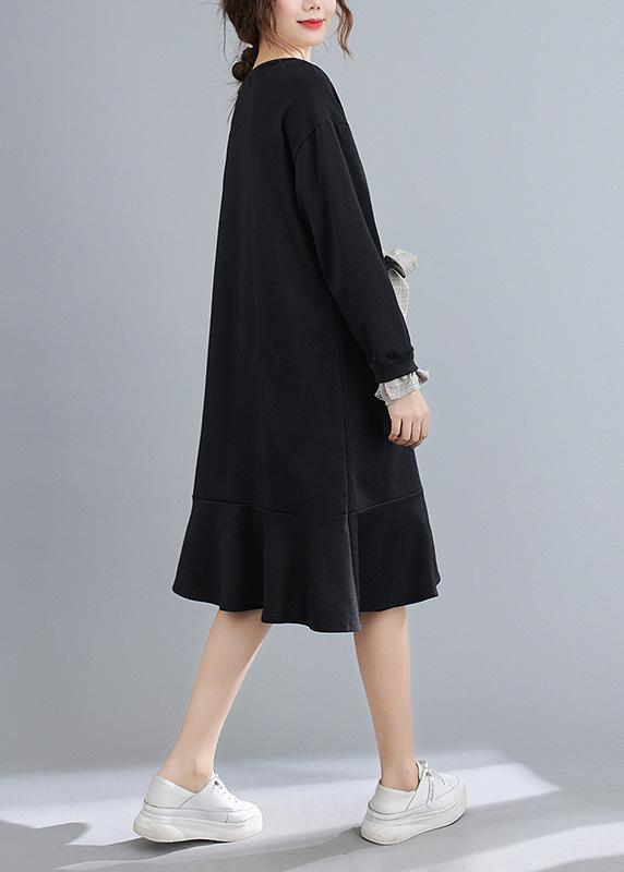 Italian O Neck Bow Spring Dresses Photography Black Robe Dresses ( Limited Stock) - Omychic