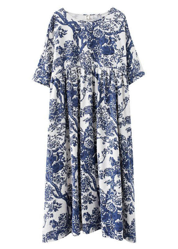 Italian Oversized Print Exra Large Hem Cotton Holiday Dress Summer