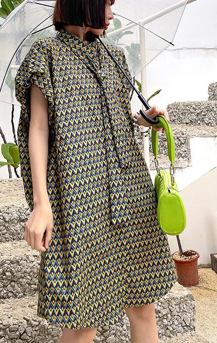 Italian Print Pockets Cotton Button Summer Ankle Dress - Omychic
