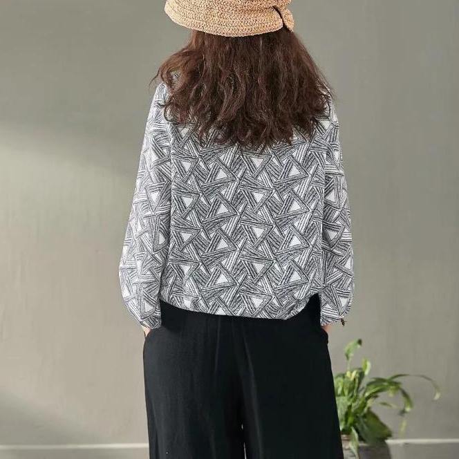 Italian Slash neck cotton linen tunics for women black loose shirts Summer - Omychic