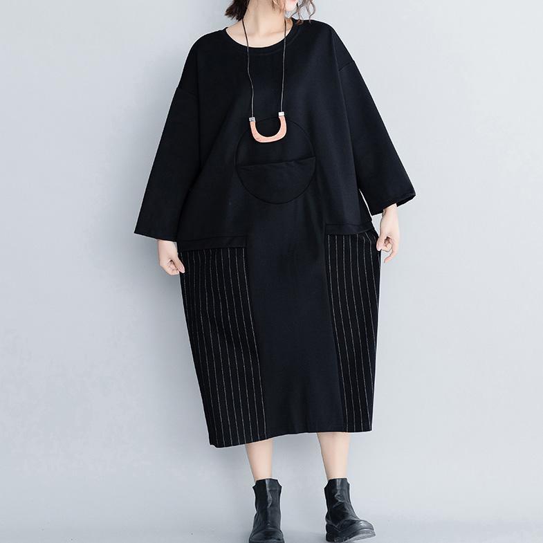 Italian black cotton clothes For Women Fine Catwalk cotton spring o neck asymmetric Dresses - Omychic