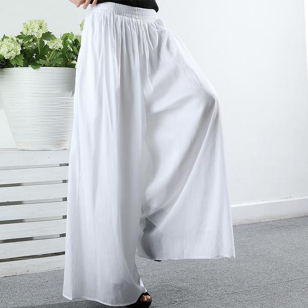Italian cotton linen Metropolitan Museum Summer white Gauzy Loose Straight Pants - Omychic
