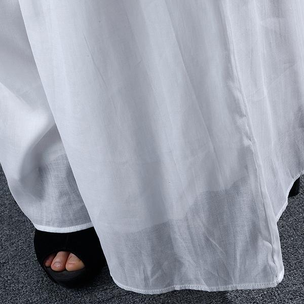 Italian cotton linen Metropolitan Museum Summer white Gauzy Loose Straight Pants - Omychic