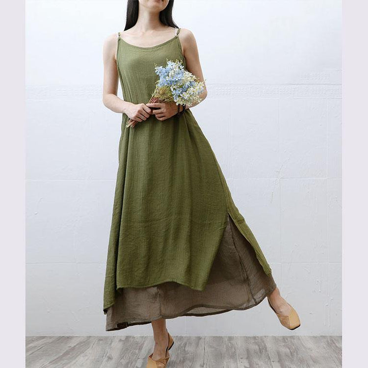 Italian false two pieces cotton clothes Women Tunic Tops army green Plus Size Dresses summer - Omychic