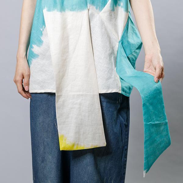 Italian linen cotton shirts Boho Short Sleeve Irregular Blouse - Omychic
