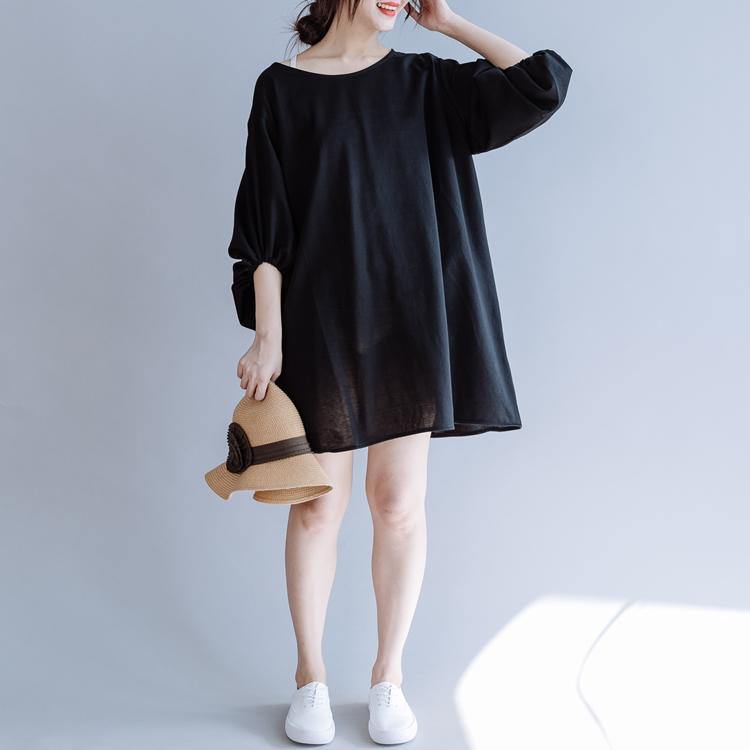 Italian o neck Batwing Sleeve Cotton quilting clothes Shape black Dress summer - Omychic