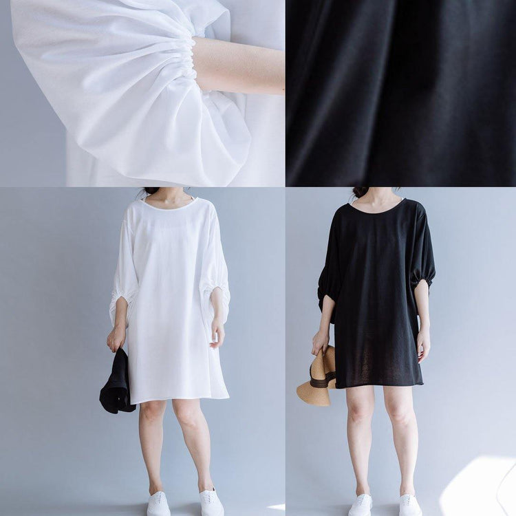 Italian o neck Batwing Sleeve Cotton quilting clothes Shape black Dress summer - Omychic