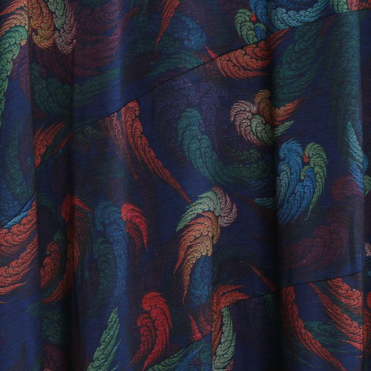 Italian patchwork pockets cotton blue print Maxi Dress fall - Omychic