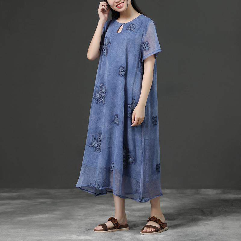 Jacquard Summer Purple Loose Casual Dress - Omychic