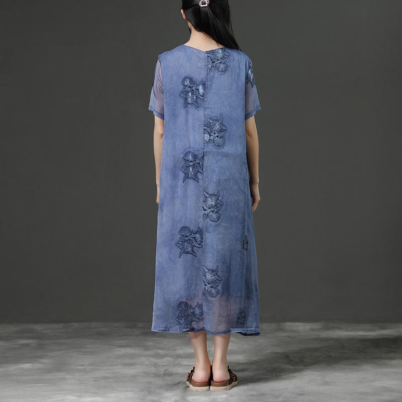 Jacquard Summer Purple Loose Casual Dress - Omychic