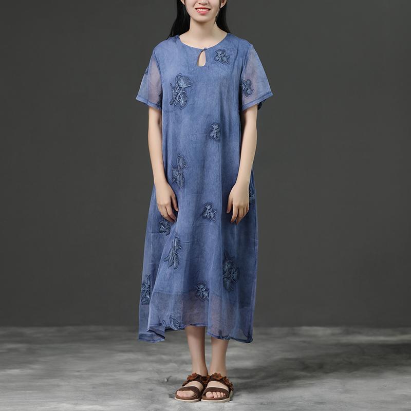 Jacquard Summer Purple Loose Casual Dress - Omychic