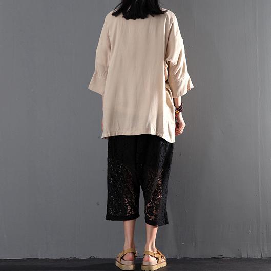 Kahki women coat cotton half sleeve short trench coat cardigan oversize - Omychic