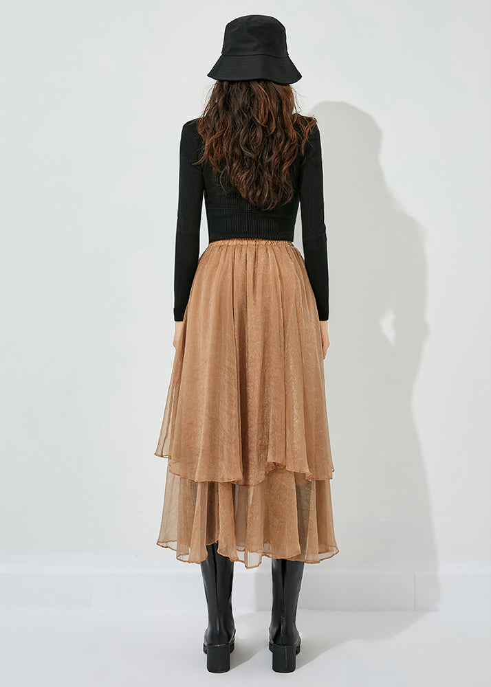 Khaki Layered Tulle A Line Skirts Exra Large Hem Oversized Summer