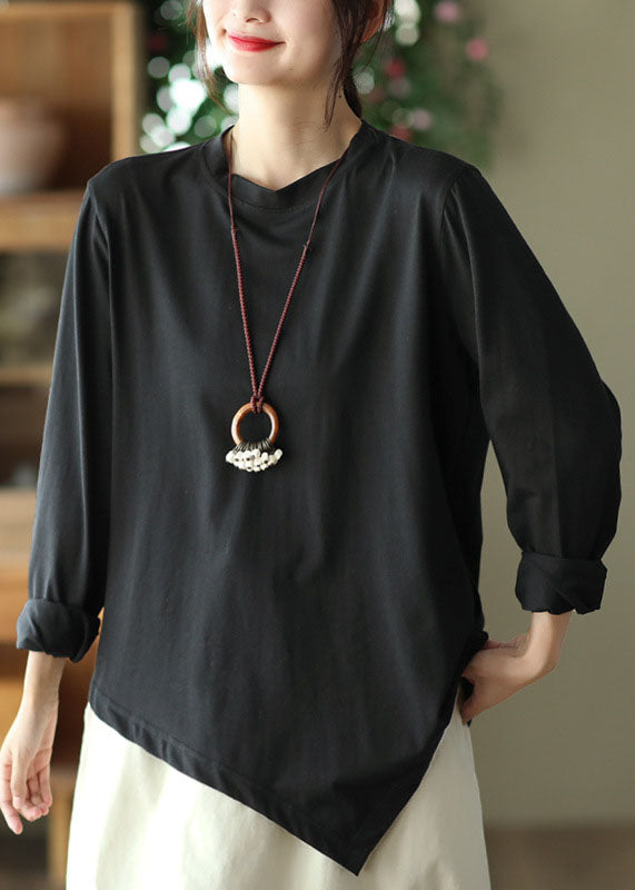 Khaki Oversized Cotton Shirt Top Asymmetrical Design Spring