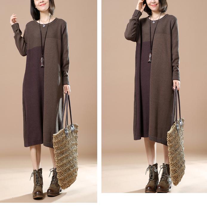 Khaki woman plus size sweaters knit dresses - Omychic