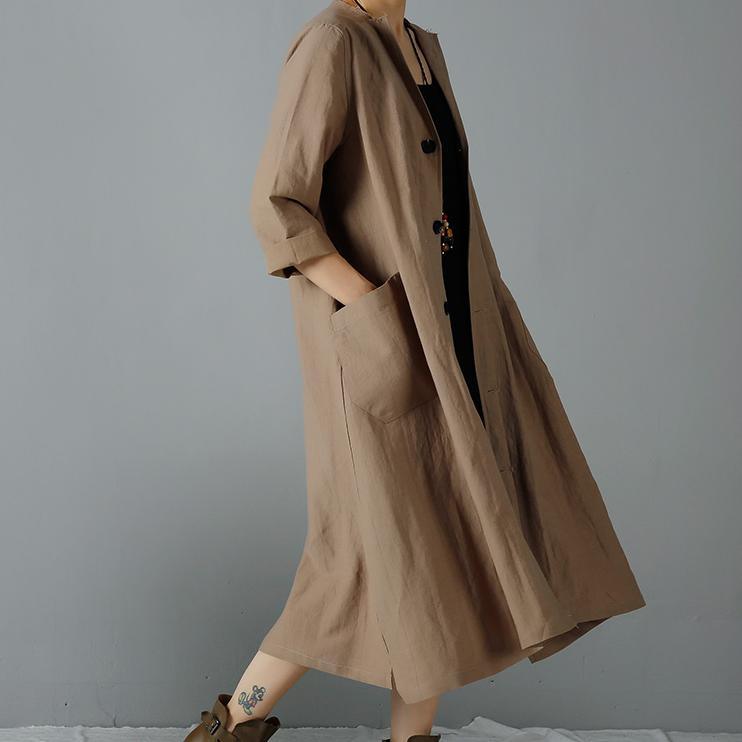 Khaki woman trench coats oversized cardigan - Omychic
