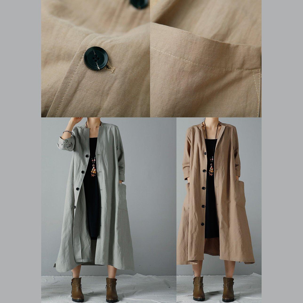 Khaki woman trench coats oversized cardigan - Omychic