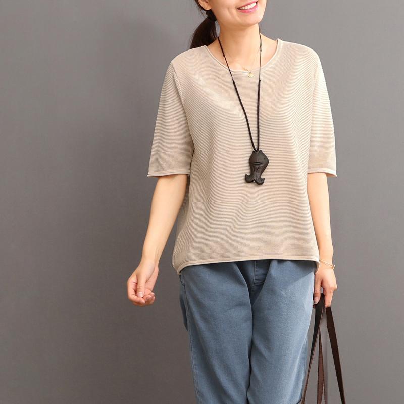 Khaki women summer linen blouse shirt - Omychic
