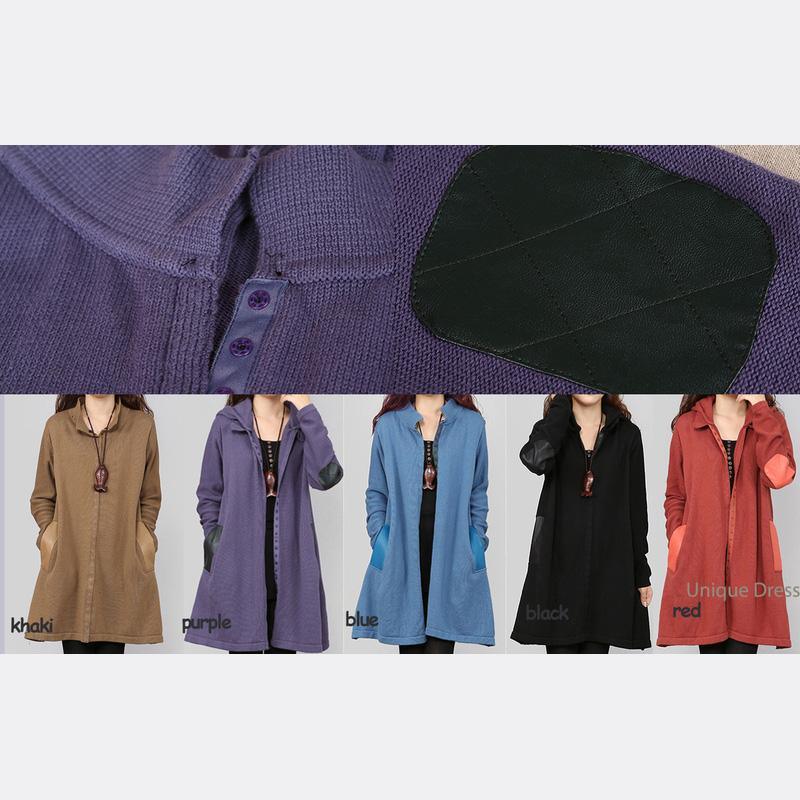 Khaki women sweater coat hooded cardigan - Omychic