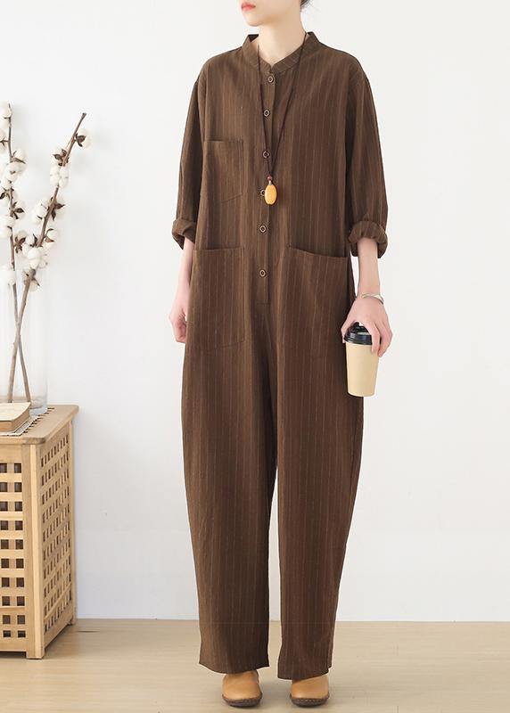 Korean brown style loose plus size women's casual all-match overalls - Omychic