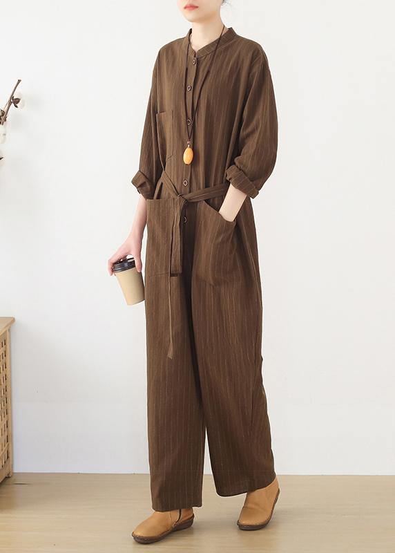 Korean brown style loose plus size women's casual all-match overalls - Omychic