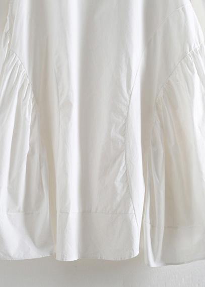 Large White Shirt Women Medium Length Spring Summer Cotton Dress - Omychic