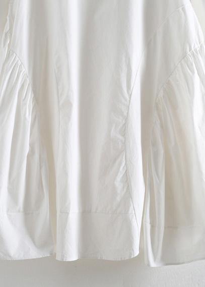 Large White Shirt Women Medium Length Spring Summer Cotton Dress - Omychic