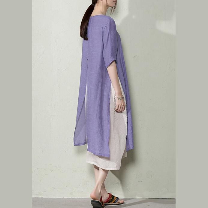 Lavender layered summer maxi dress flowy cotton sundresses causal caftan - Omychic