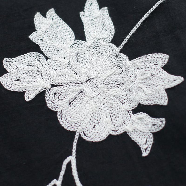 Layered embroideried flower sundress white linen summer dress - Omychic