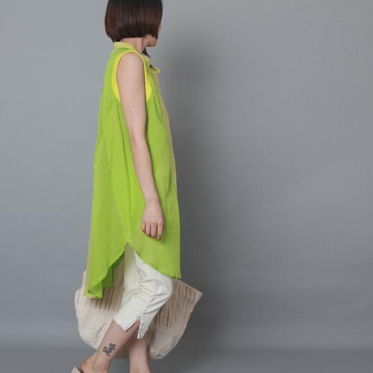 Lemom green linen sundress patchwork plus size cotton summer dresses - Omychic