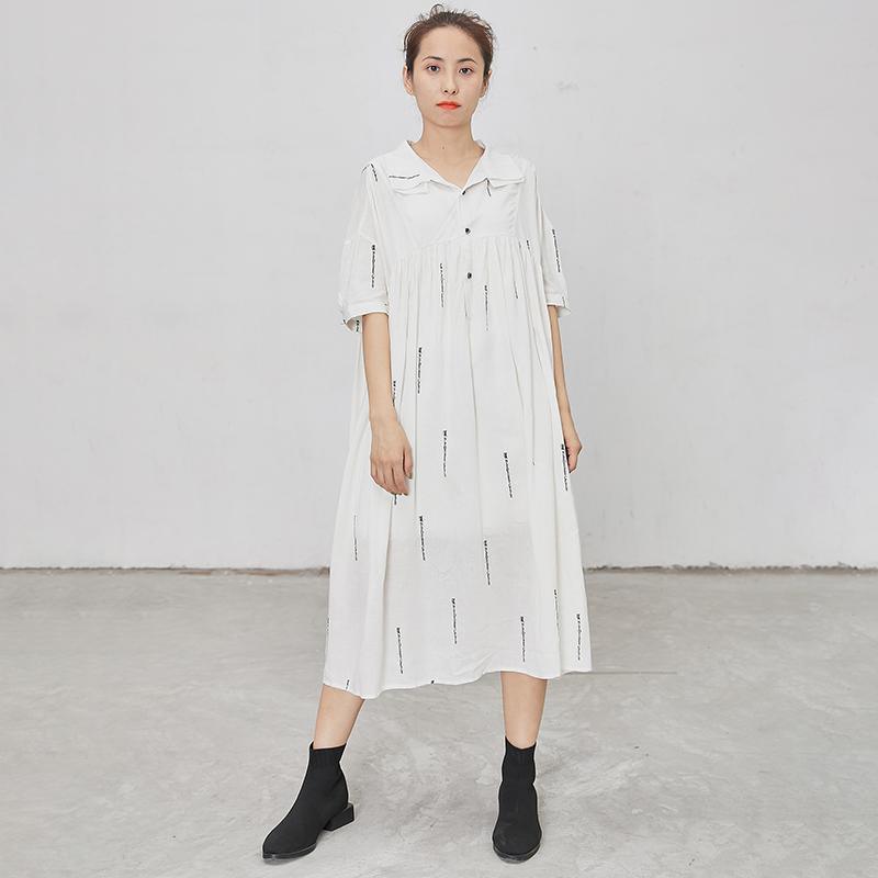 Letter Print Short Sleeve Casual Loose Dress - Omychic