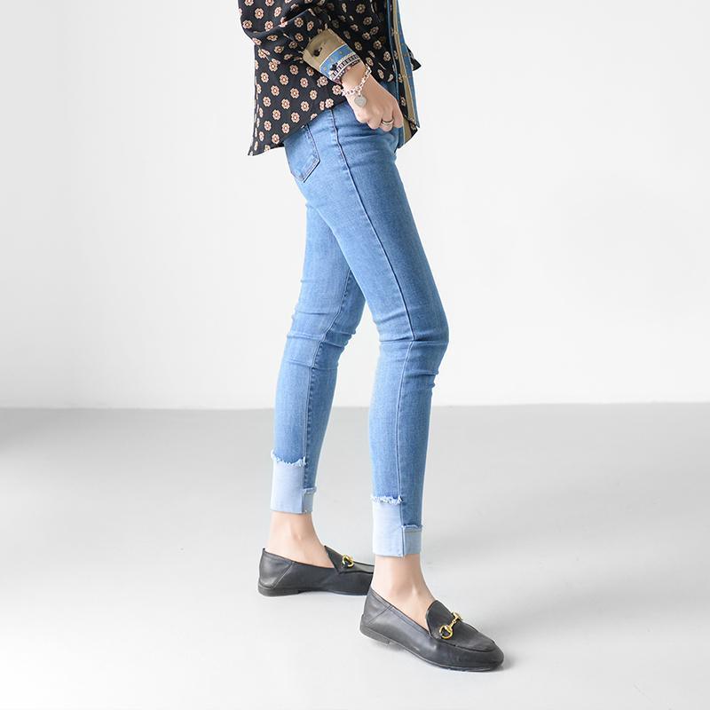 Light blue denim jeans tight leggings - Omychic