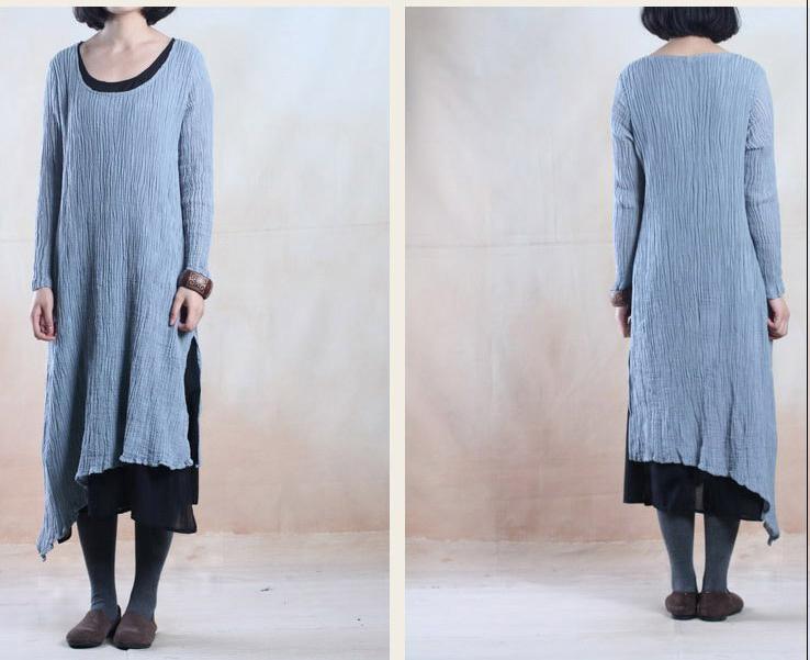 Light blue linen dress maxis Asymmetric dresses - Omychic