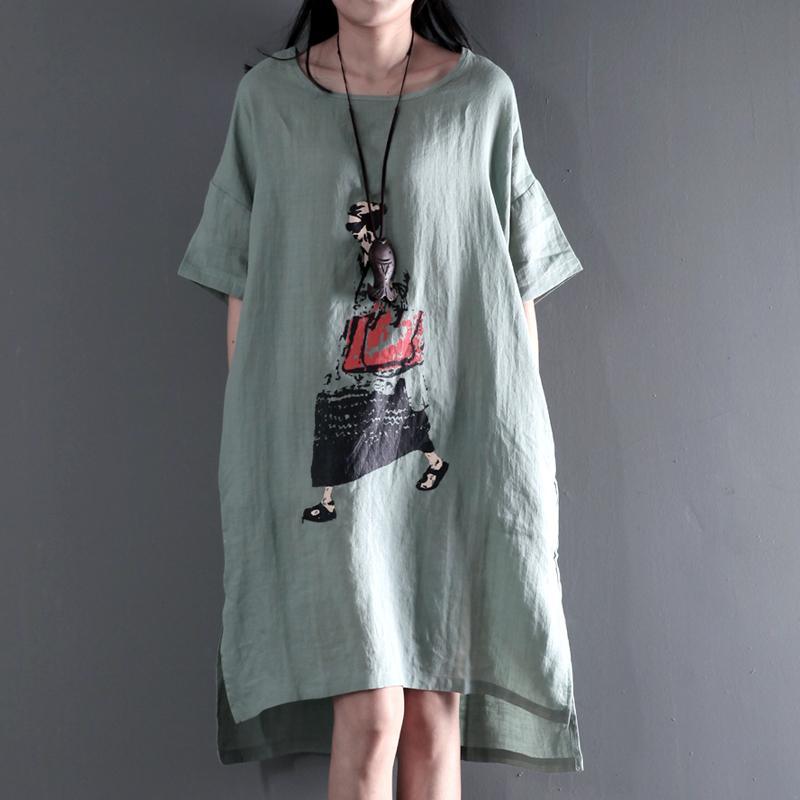 Light green linen maxi dresses summer casual dress plus size sundress - Omychic