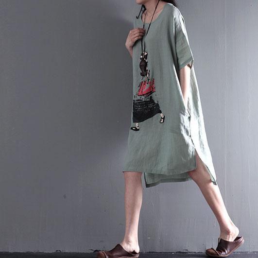 Light green linen maxi dresses summer casual dress plus size sundress - Omychic