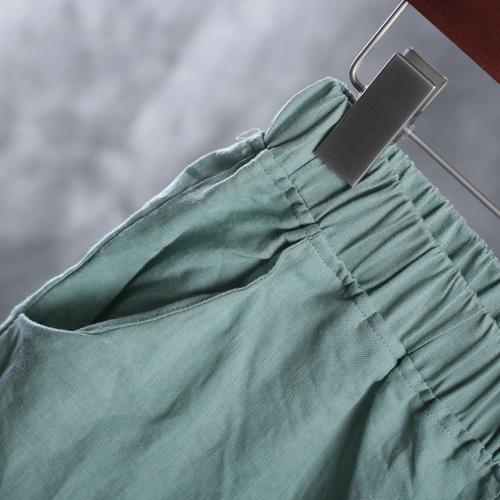 Light green linen pants  fall - Omychic