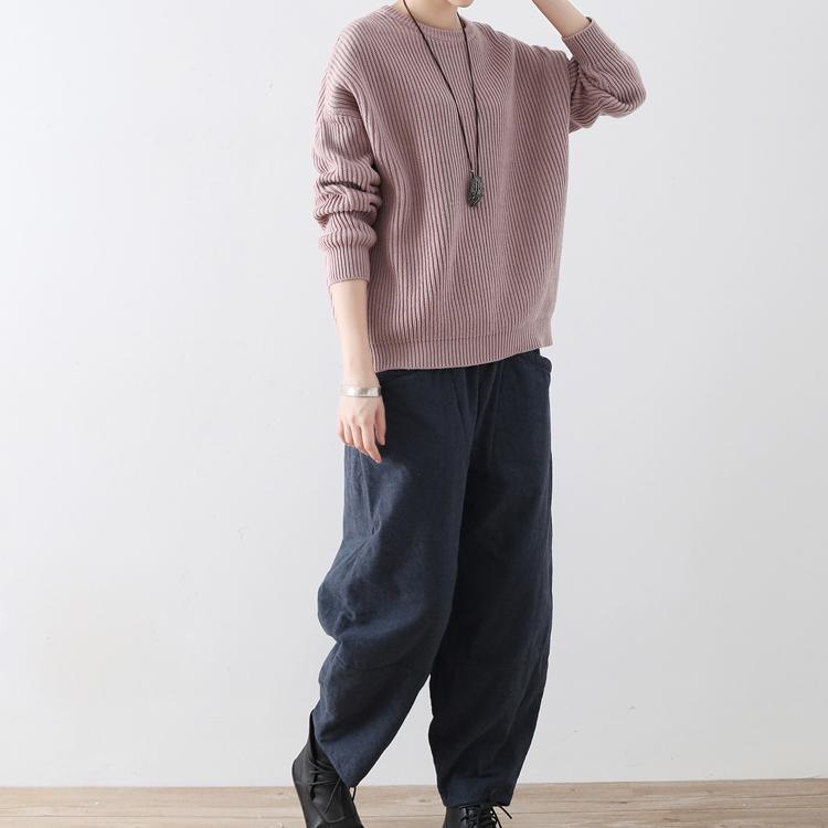 Light purple short knit sweaters 2017 winter tops oversized casual pullover - Omychic