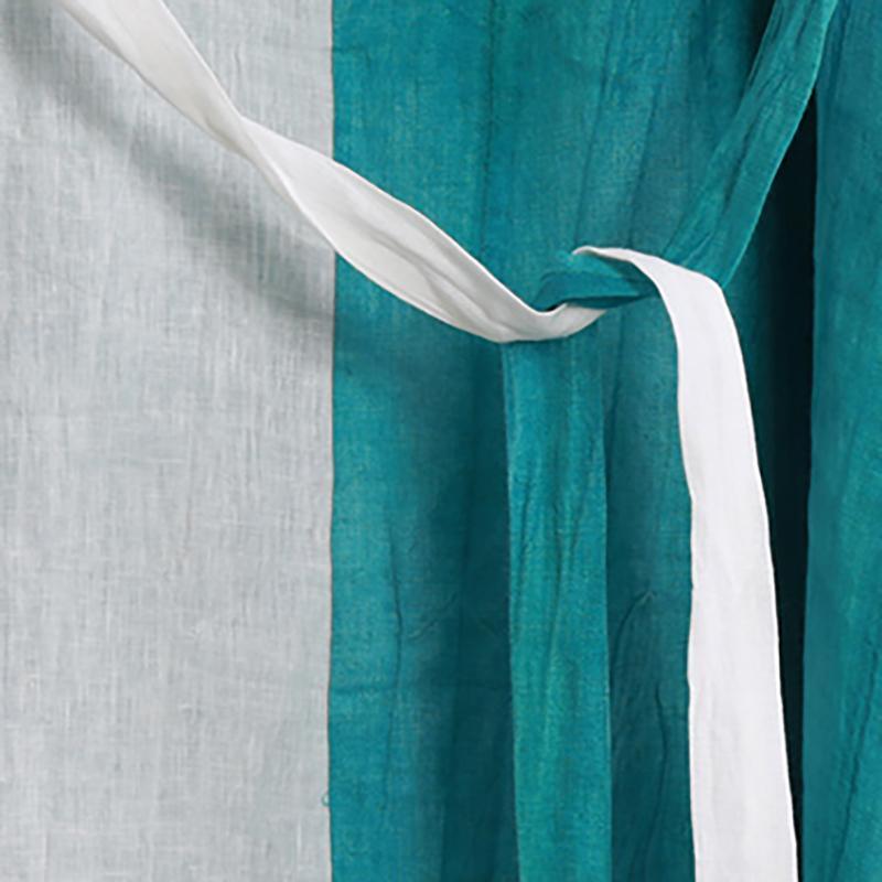 Linen Half Sleeve Pleated Spliced Dress - Omychic