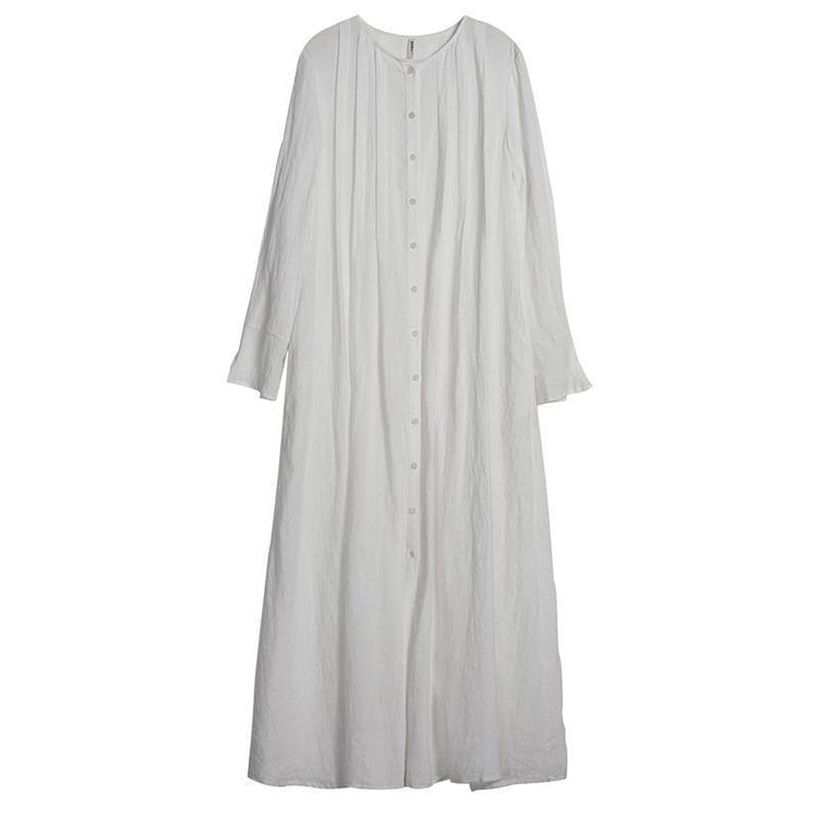 Linen Organ Pleats Solid Color Elegant Dress - Omychic