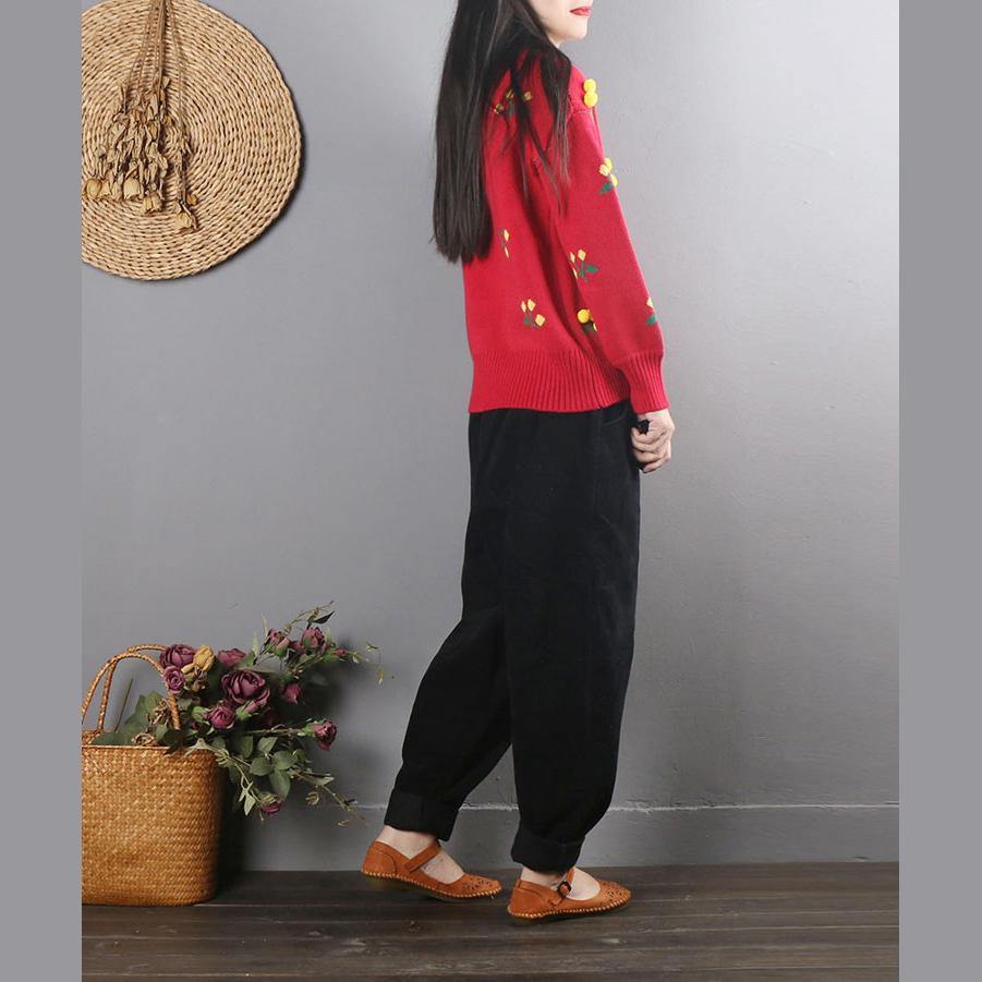 Literary Fan Casual Pants Women's Autumn Large Size Loose black Corduroy Harem Pants - Omychic