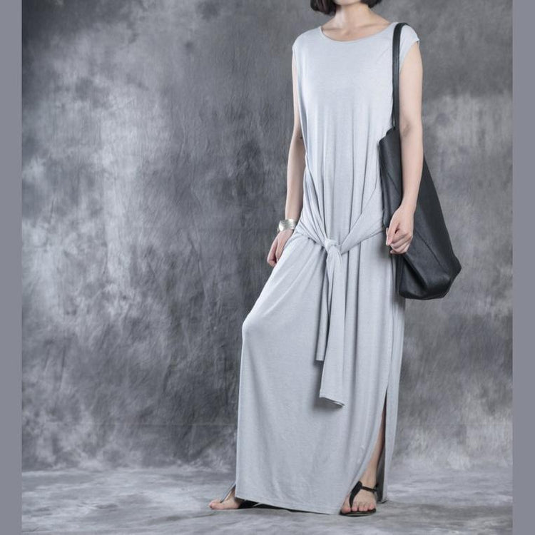 Long cotton caftans cotton dresses summer maxi dress sundresses gray - Omychic