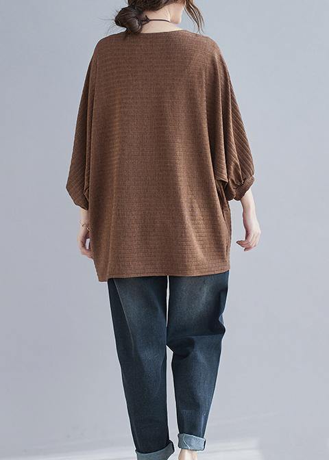 Loose Chocolate U Neck Top - Omychic
