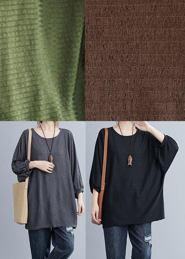 Loose Chocolate U Neck Top - Omychic